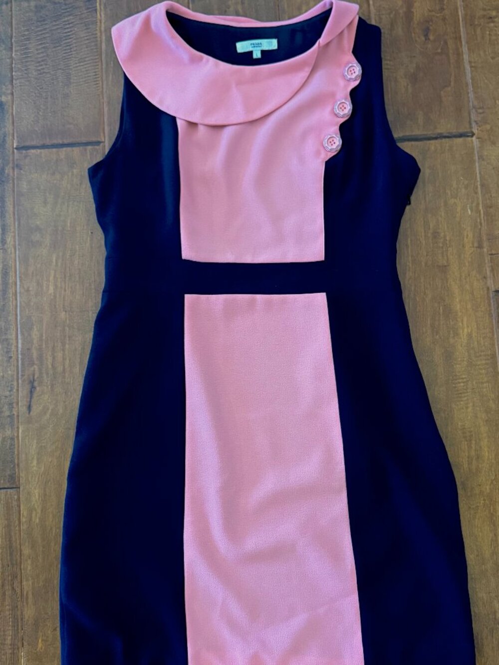 Prada colorblock mini dress Navy and Coral